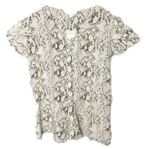 Notations Peplum Snake Skin Pattern Blouse Sz Sm